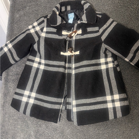 BabyGAP Black and White Plaid Kids Wool Peacoat - Picture 3 of 5